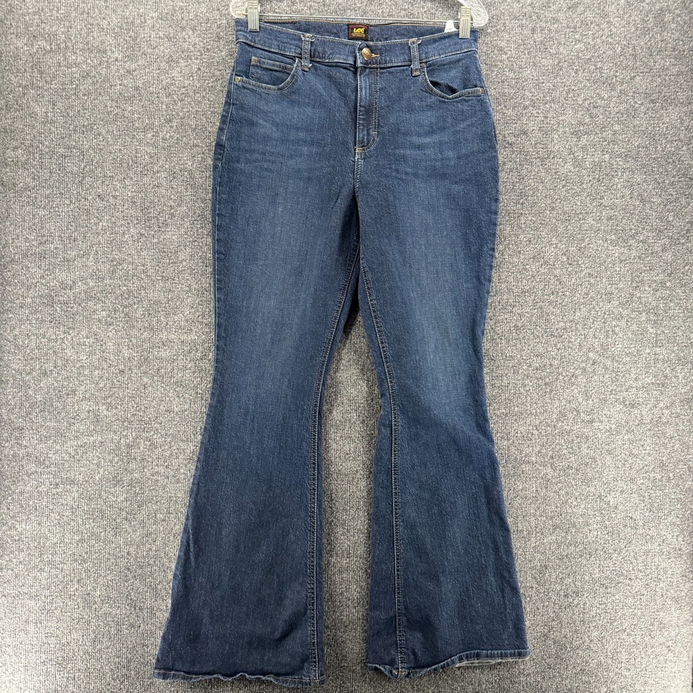 LEE‎ Jeans Womens 12 Blue Flare High Rise Stretch Denim Causal Boho Hippie
